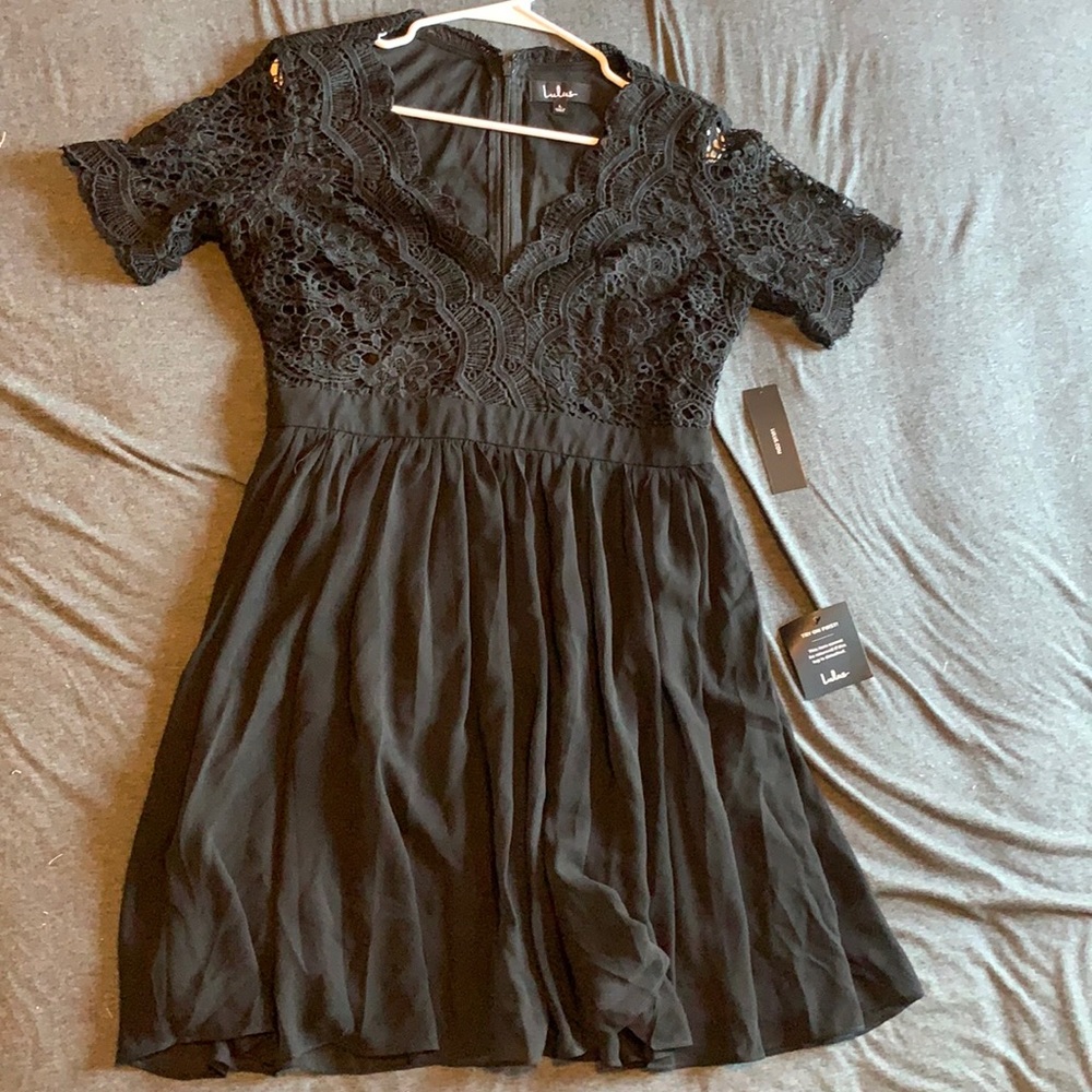 Lulus Black Lace Skater Dress